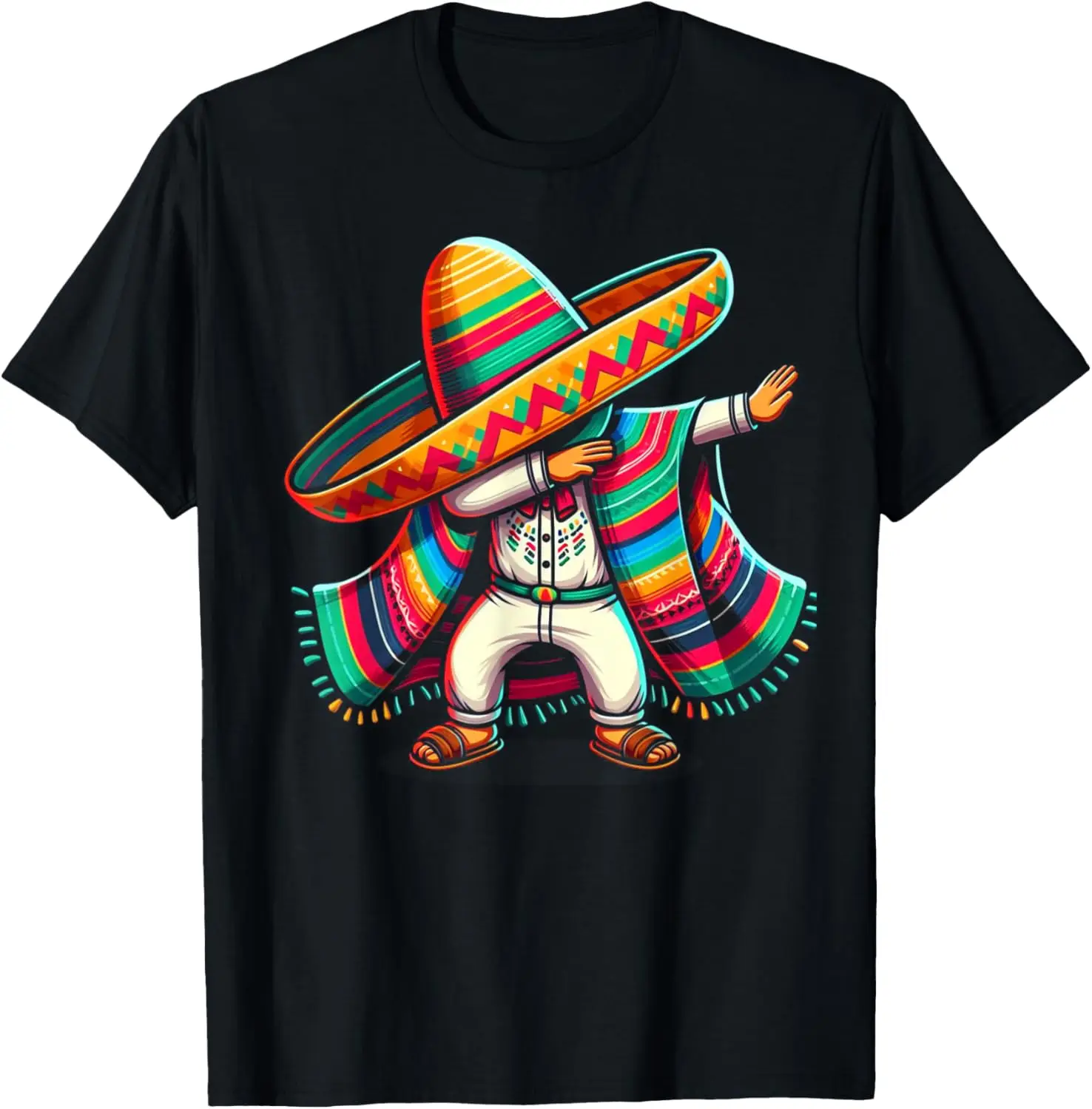 Dabbing Poncho Cinco de Mayo Mexican Sombrero Festival T-Shirt