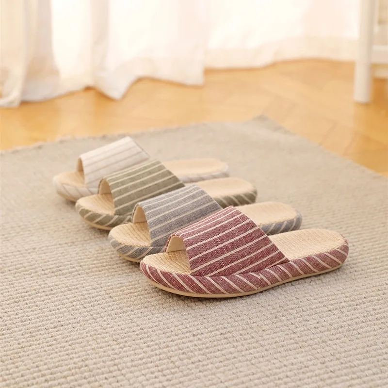 Nordic cotton and linen slippers women's summer indoor couple non-slip and odor-proof spring and autumn linen men's home