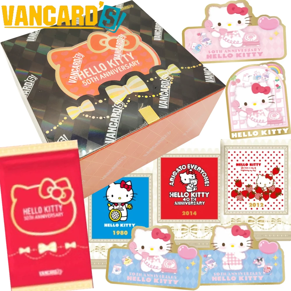 Tarjetas de colección originales de VANCARD'S Hello Kitty, estrella de dibujos animados de Anime, viaje de crecimiento, tarjeta de sello artístico del 50 aniversario, regalos para niñas