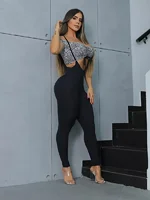 Mono para mujer, entrenamiento, monos sin costuras, mamelucos de una pieza para Yoga, monos de ejercicio sin mangas