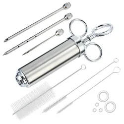 Marinade Meat Seasoning Injector Kit Grill Turkey BBQ Seasoning Sauce Flavor Needle Cooking Syringe Stainless Steel Injector