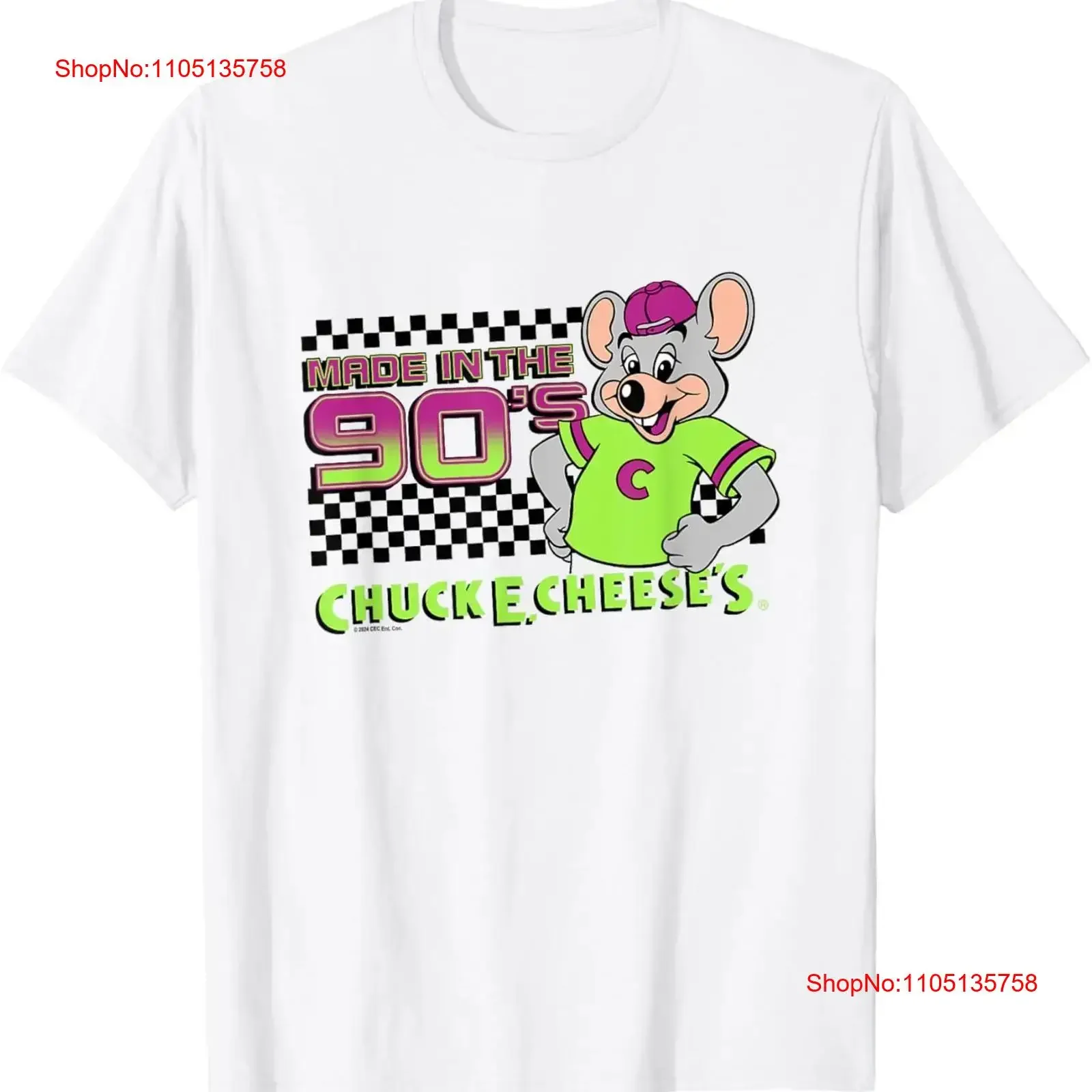 Chuck E Cheese Made In The 90's Retro Neon Logo T Shirt  vintage Washed fashion Casual designer clothes Unisex Soft Stretched