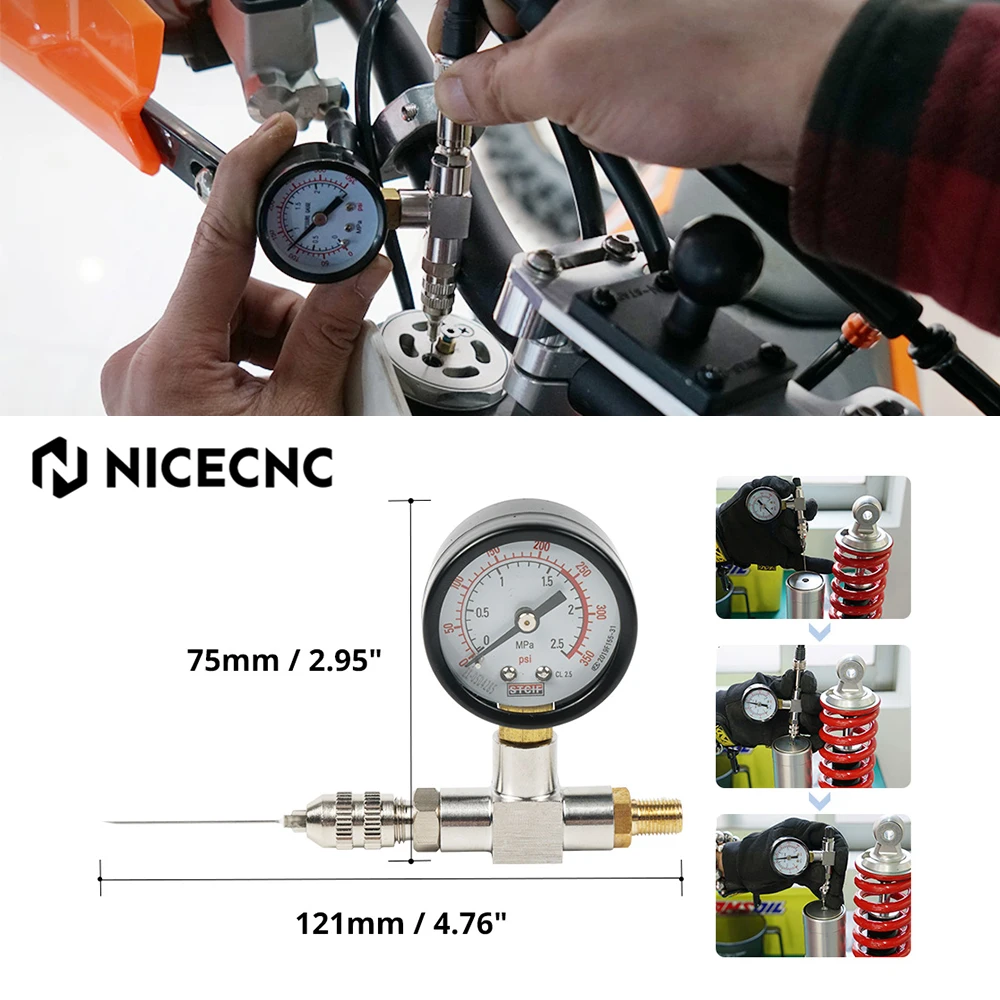 

Shock Nitrogen Needle Fill Tool Kit 350 Psi For Yamaha YZX Polaris Rzr's Canam Mavericks Commanders Arctic Cat Snowmobile Shocks