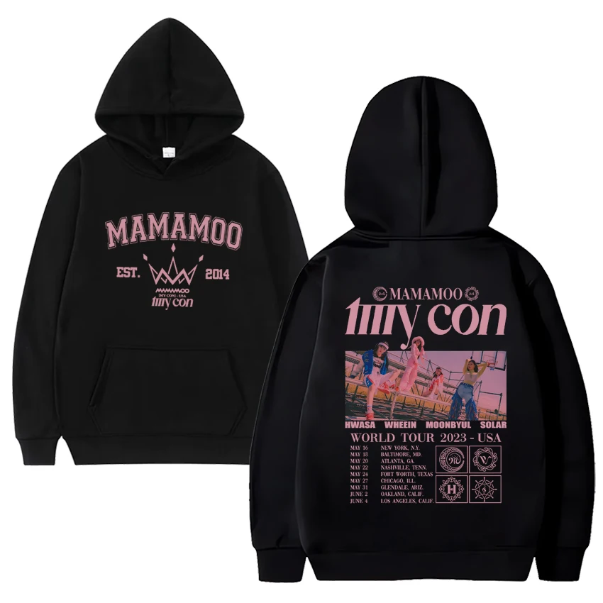 2024 kpop mamamoo Gruppen musik Tour schwarzer Hoodie neue Männer Frauen Mode y2k Sweatshirt Unisex lässig Fleece Langarm Pullover