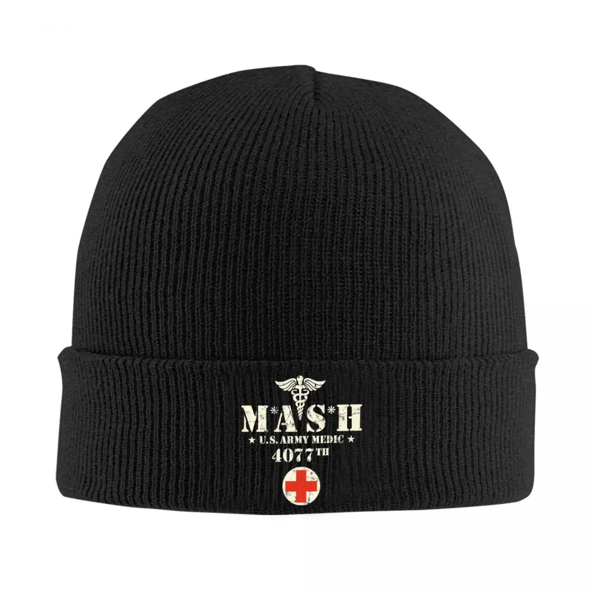 Mash 4077 Alan Alda Bonnet Hats TV Play MASH Knit Hat Unisex Adult Casual Elastic Beanie Hats Autumn Winter Hippie Printed Cap