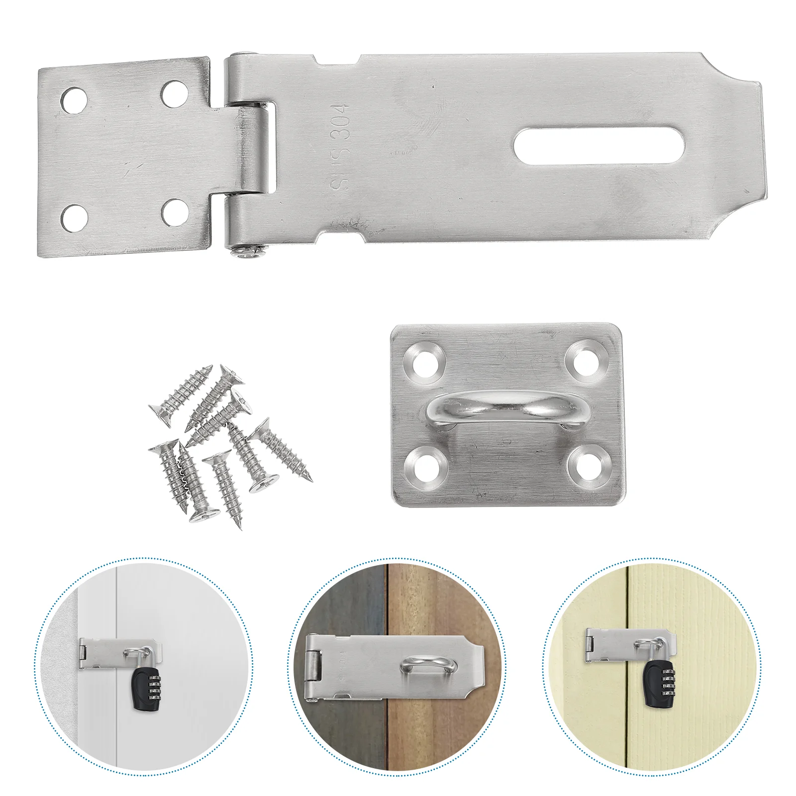 Latches Locks Hasp Cabinet Hinges Buckle Padlock 304 Stainless Steel Anti-theft Door Drawer