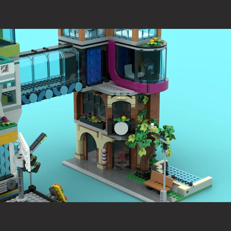 Street View Model Moc Building Blocks Central Street  Model Technology Brick DIY Assembly Construction Toy Holiday Gifts