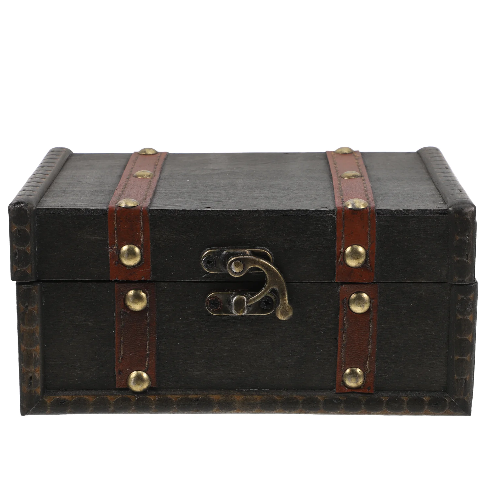 

Small Wooden Treasure Chest Rectangular Vintage Storage Box Decorative Jewelry Organizer Rustic Home Decoration