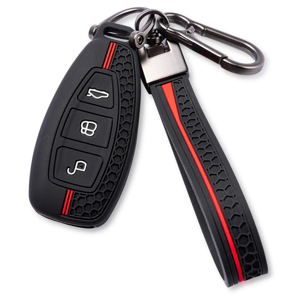 Silicone Full Cover Car Key Case for Ford Focus 3 4 ST Mondeo MK3 MK4 Fiesta Fusion Kuga 2013 2014 2015 2017 Keychain