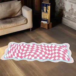 Bedroom Carpet Bedside Mat Soft Fluffy Plush Checkerboard Floor Mats Long Room Decor Plaid Rug Shaggy  침실 뒤 Коврик Для Спальни