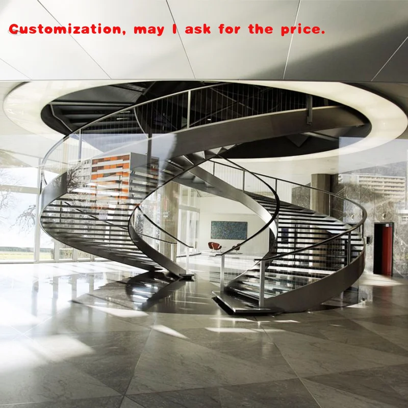 

На заказ.Новый стиль, индивидуальная лестница в саду, вращающаяся деревянная лестница с протектором, лестница, стальные перила, изогнутая лестница в стиле лофт