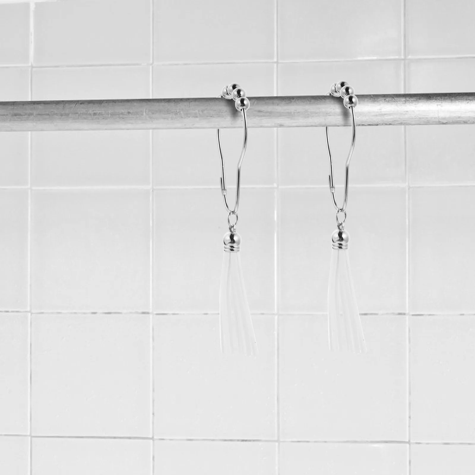 

12pcs Bath Curtain Hooks Rollerball Design Smooth Glide Heavy Duty Decorative Rings For Bathroom Shower Curtains