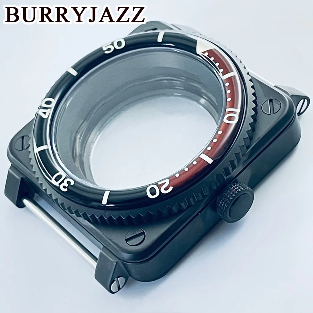 BURRYJAZZ 42 مللي متر SKX007 حافظة ساعة مربعة NH35 حالات تناسب NH35 NH36 7S26 4R حركة Seiko SKX007 الطيارين قمرة القيادة استبدال الرجال