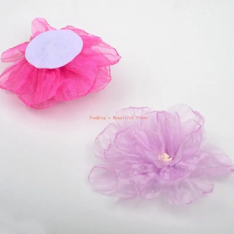 

N0HE Organza-Flower Burning Fabric Floral Flower Handmade DIY Flower Hair
