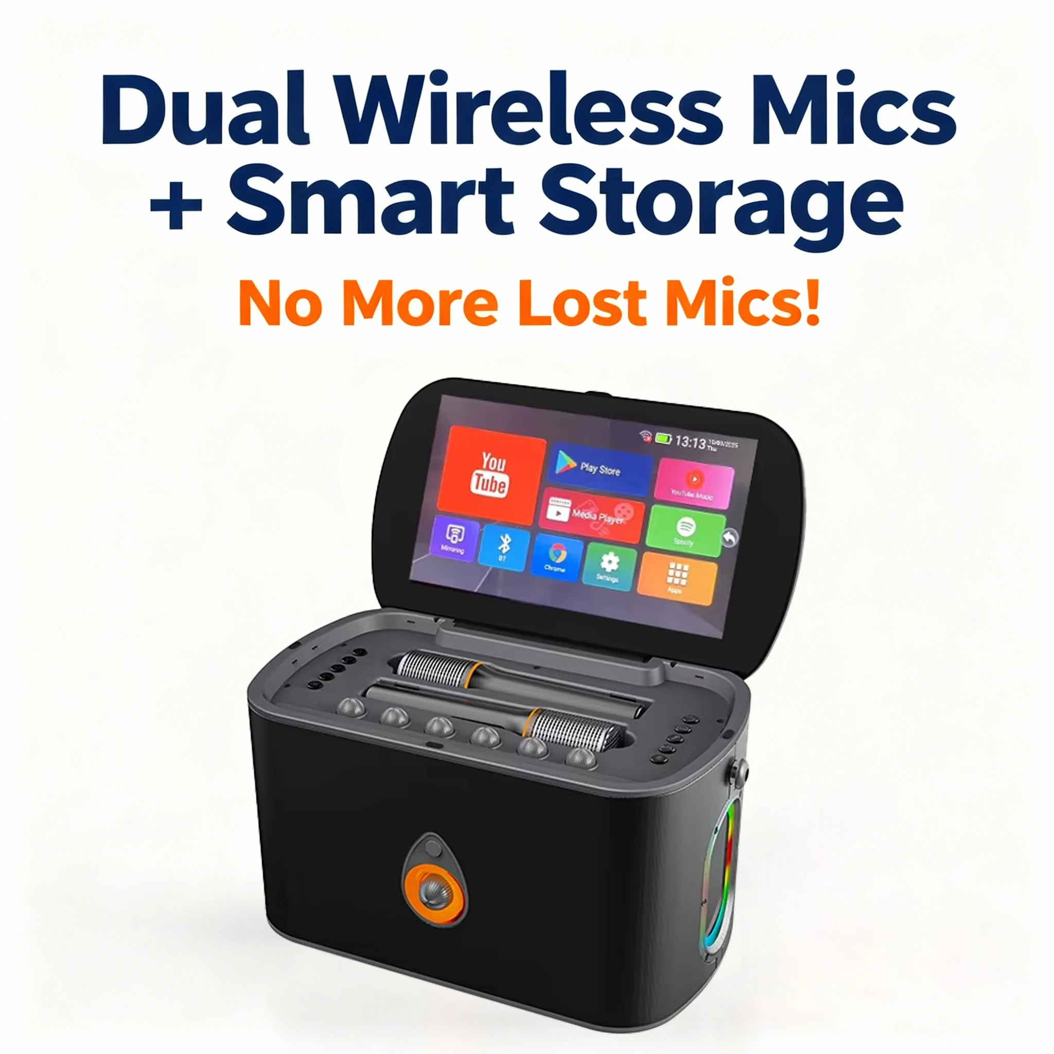 Karaoke Machine with 2 Wireless Microphones Rechargeable Home KTV System for Party Singing Entertainment