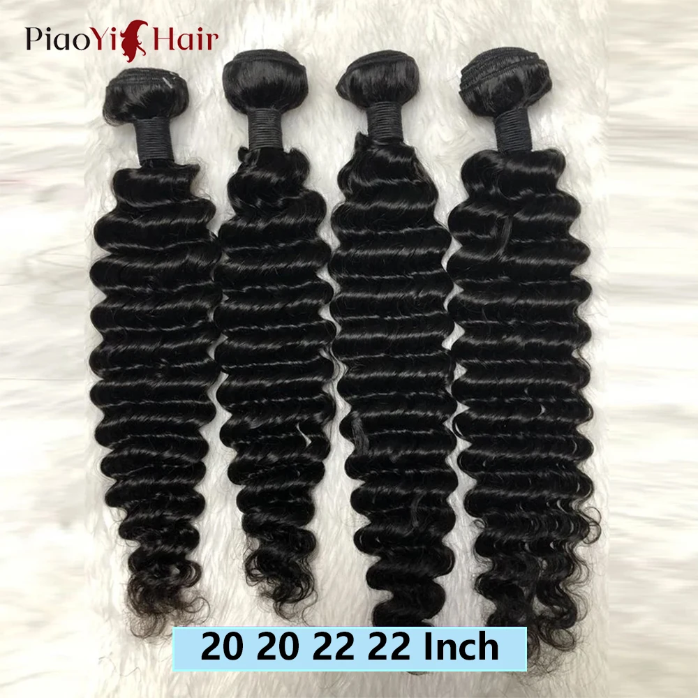 Extensiones de cabello humano de onda profunda de 20, 22 y 24 pulgadas con cierre, extensiones de cabello humano con cierre de encaje 4x4, cabello humano brasileño de alta calidad