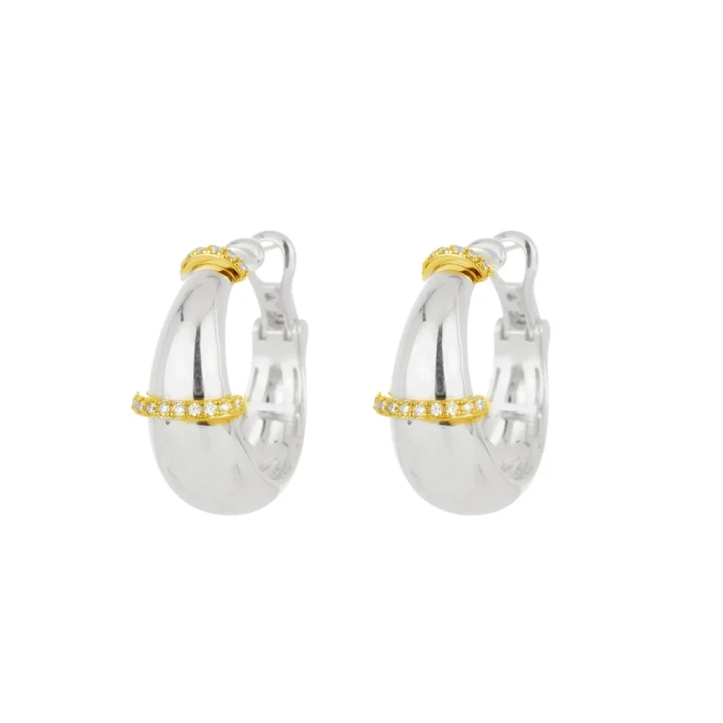Bellux Vintage Gold and Silver Color Hoop Earrings Synthetic Zircon for Women Elegant Party Jewelry Copper Material Earrings