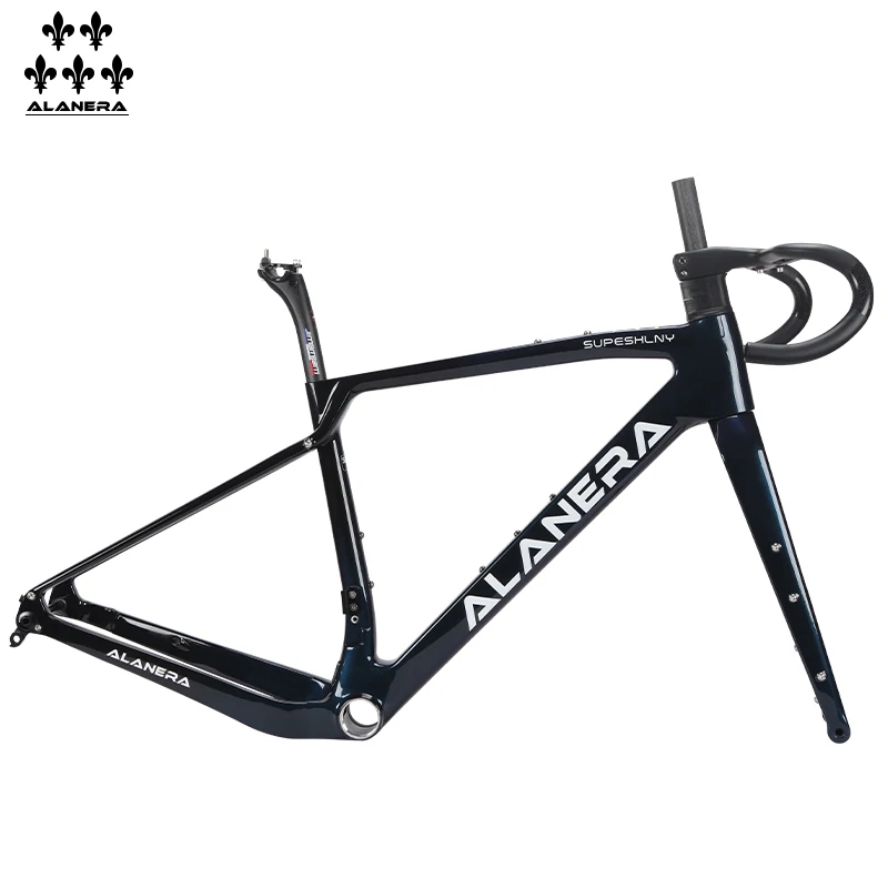

The new "Sea Blue -2025" ALANERAl Gravel carbon fiber bicycle, road frame, off-road melon bike, T47 mid-axle threaded frame