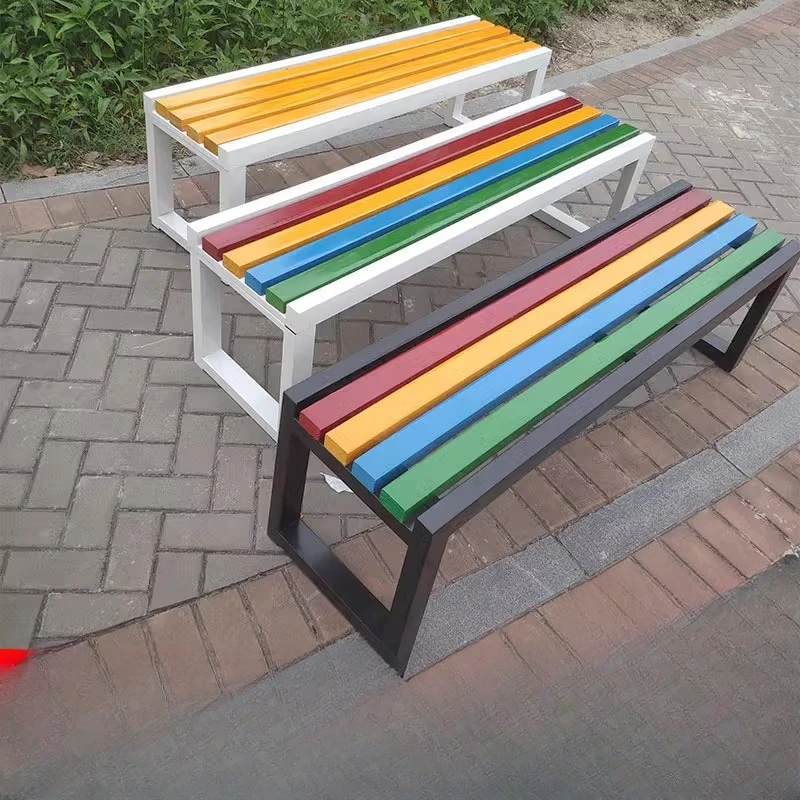 Shopping mall rest bench chairs, park chairs, outdoor benches, anticorrosive solid wood, outdoor benches, row chairs,