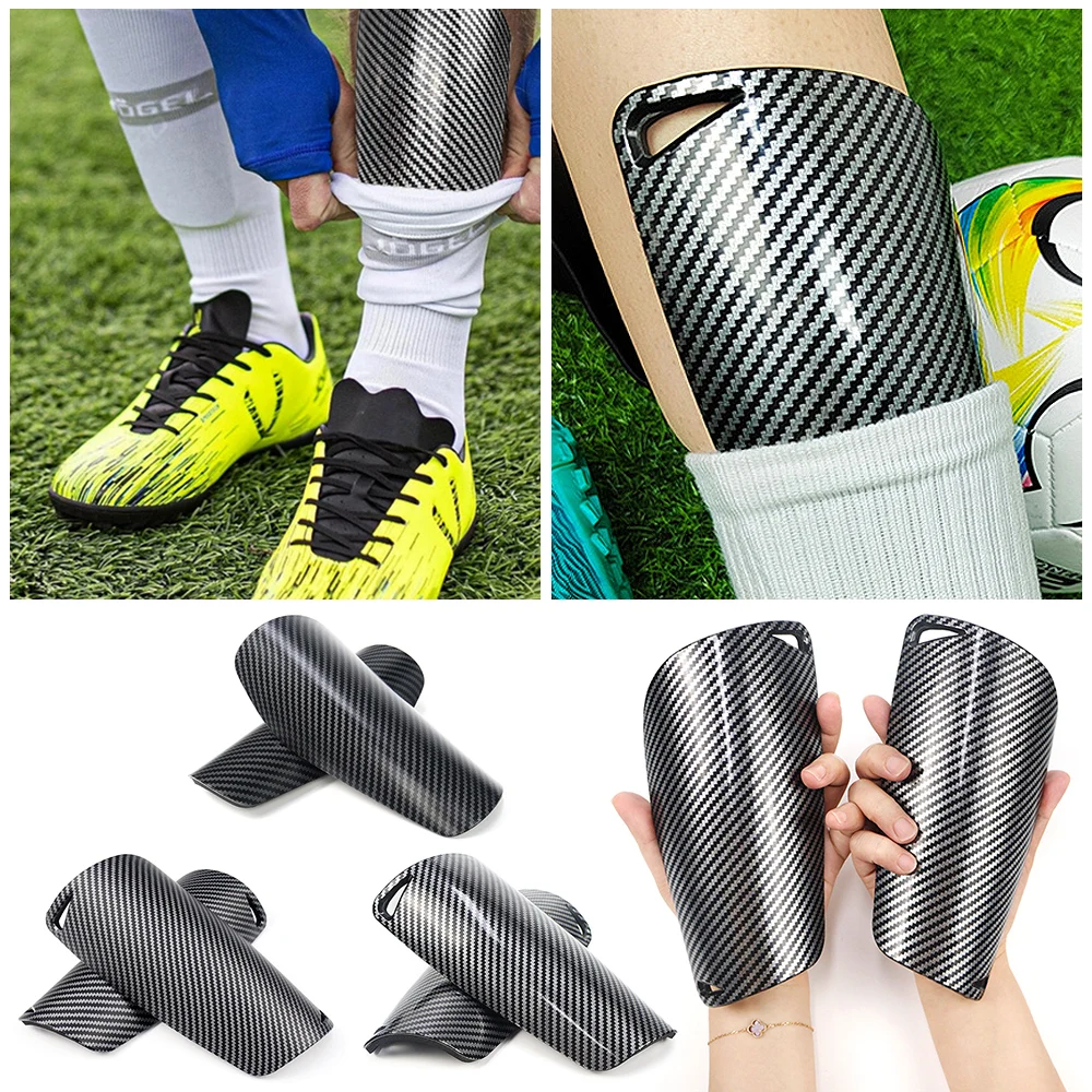 1Pair Ultralight Carbon Fiber Football Shin Holder Leg Guard Shin Pads Soccer Shin Guards Strapless Breathable Pads Protective