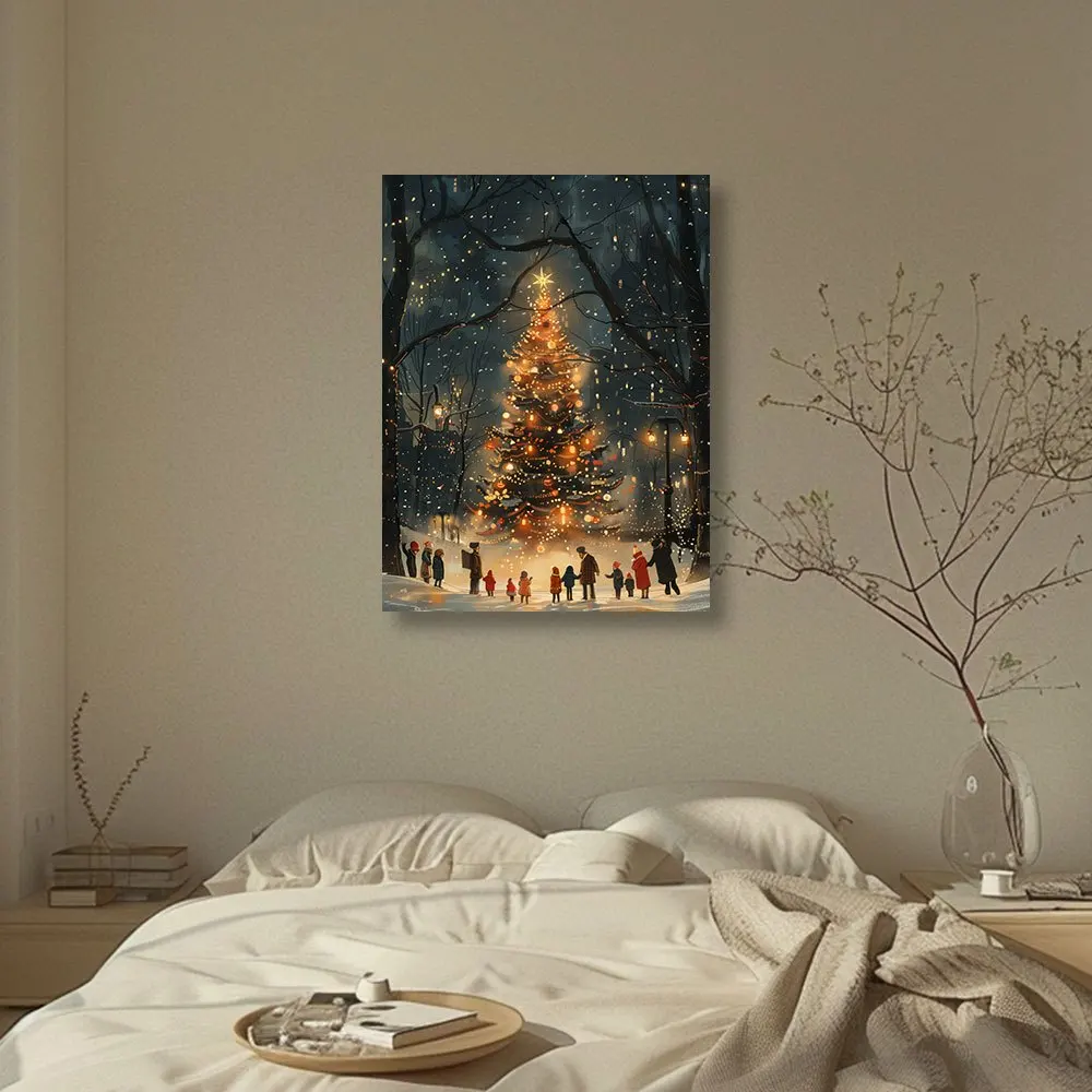 1PC New York Albero di Natale Tela Pittura 12x16 pollici Moderna Soggiorno e Camera Da Letto Decorazione Della Parete Incorniciato Decorazione Della Casa