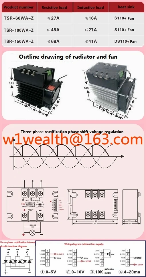 ذكي ثلاث مراحل جسر كامل وحدة منظم المعدل التي تسيطر عليها بالكامل 60A، TSR-60WA-Z، TSR-100WA-Z