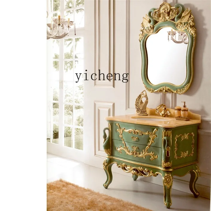 

Chinese-style Marble Washbasin Bathroom Vanity Cabinet Oak