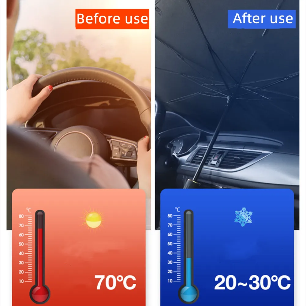 Car Windshield Sunshade Umbrella Type Sun Shade for Car Window Summer Sun Protection Heat Insulation Cloth for Car Front Shading