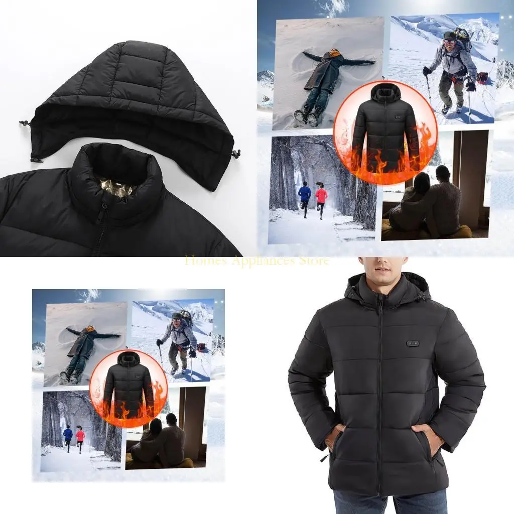 

D0AB зимнее мужское пальто с подогревом, женское 15 зон, пальто с подогревом, электрическое, теплое, для пешего туризма, с на