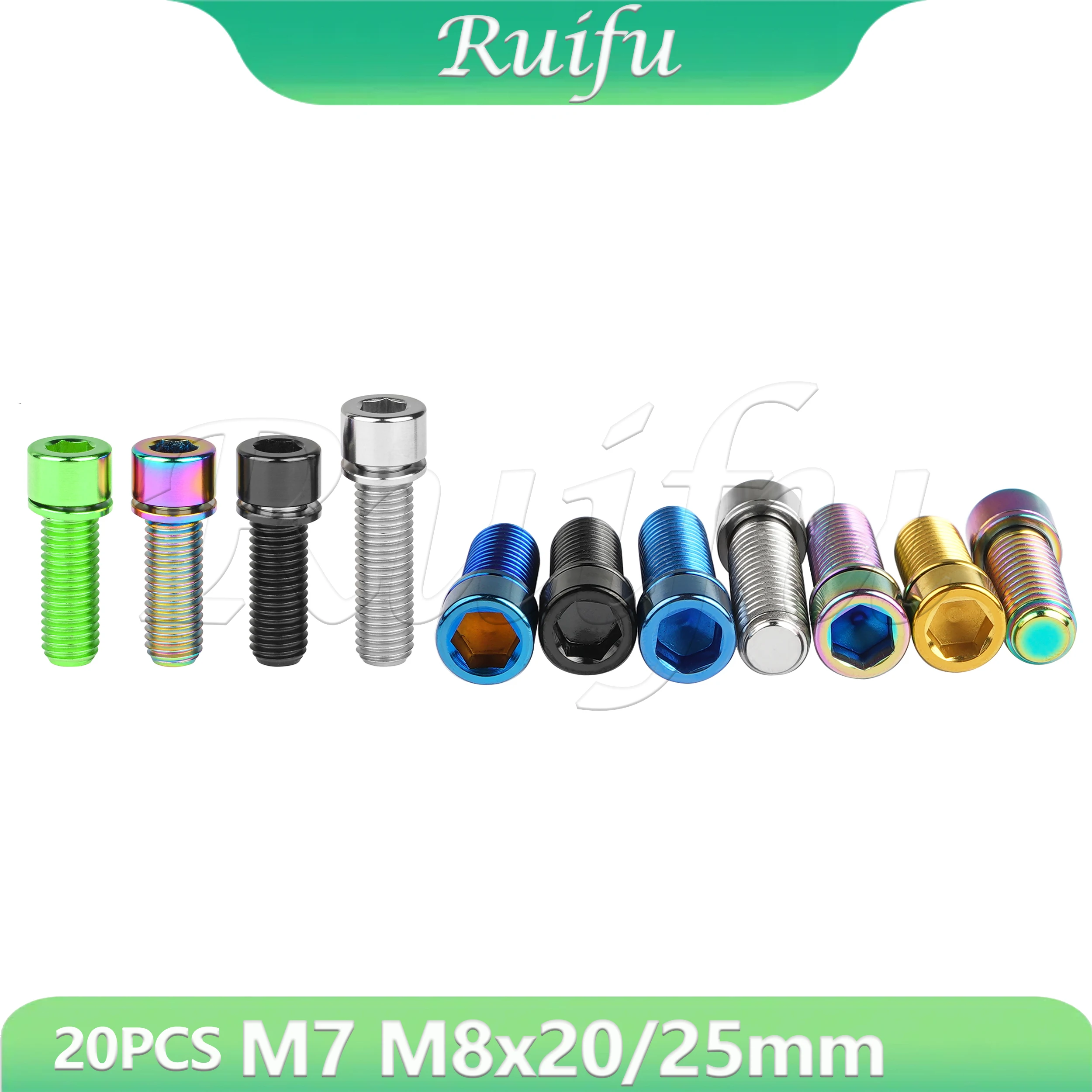 

Титановый болт Ruifu, 20 шт., болт зажима выноса, винт M7/M8x20 25 мм для складного велосипеда Brompton, зажим для выноса руля, велосипедный винт Faste