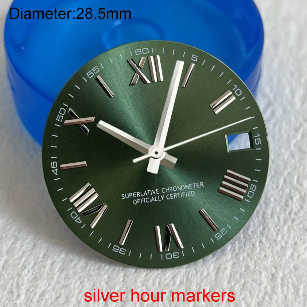 28.5mm NH35 S Logo Dial Rose Gold Chocolate Roman Dial for NH35 Movement 60 Digit Scale Roman Date_Just S Dial NH35 WatchMods