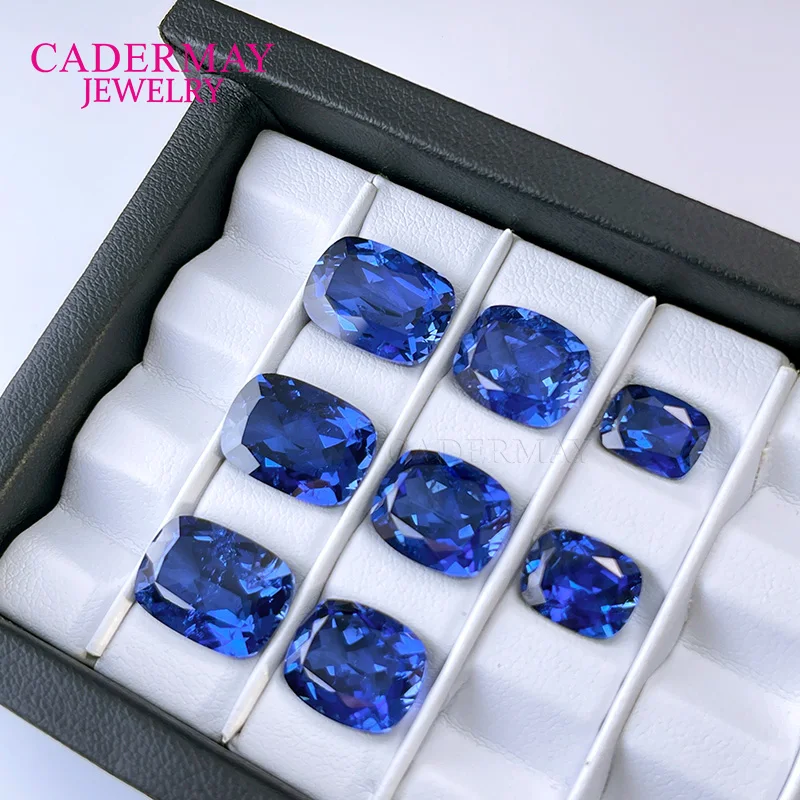 Cornflower Blue 4x6mm-12x16mm Elongated Cushion Synthetic Lab Grown Sapphire Loose Inclusions Gemstones for Jewelry Making