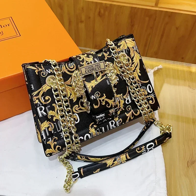 

Retro Carved Design！2025 Must-Have! Vintage Women's Bag - Front Printed with Chain Pattern, Spacious for Shoulder/Armpit Carry