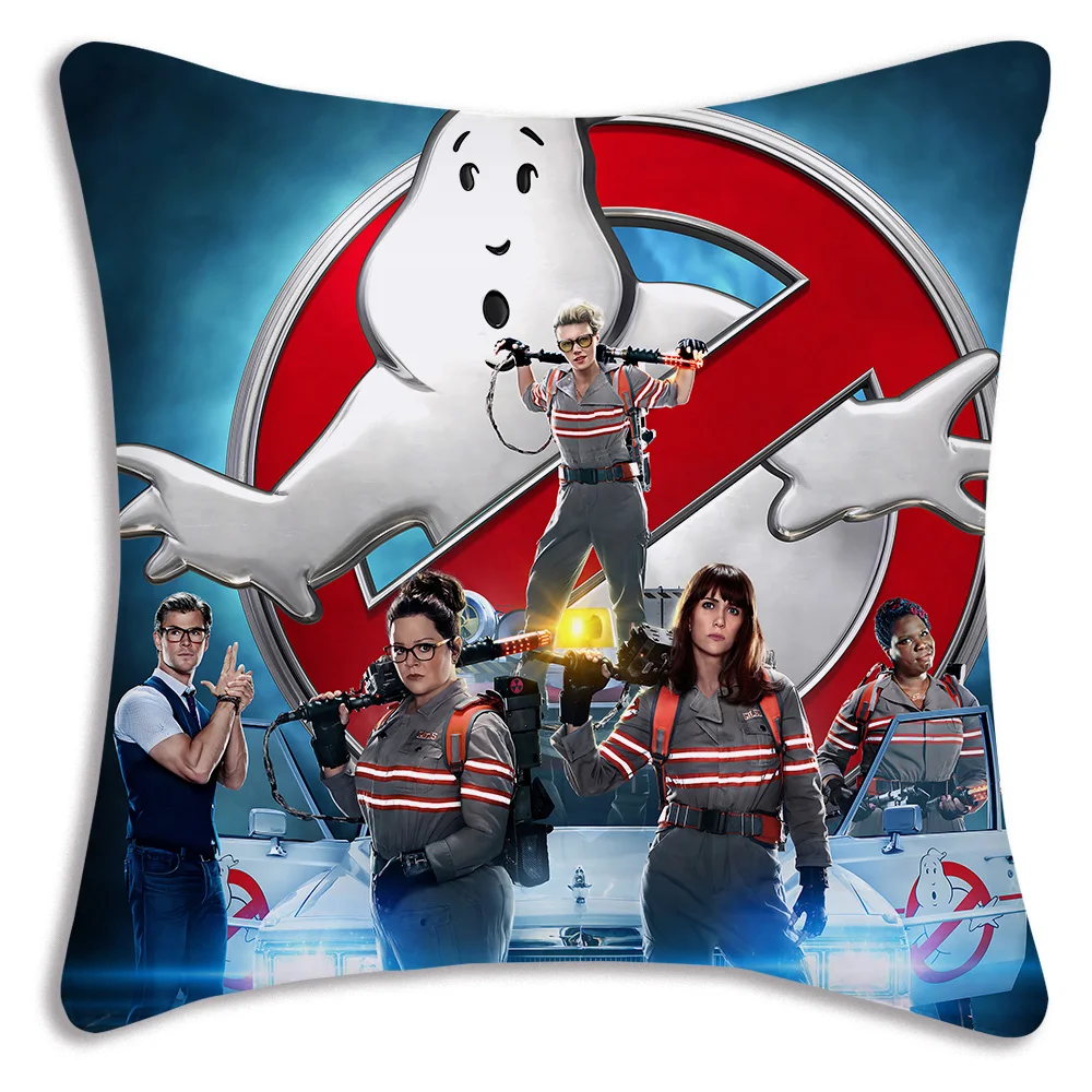 Movie Ghostbusters Pillow Covers Cartoon Sofa Decorative Home Double-sided Printing Short Plush Cute Cushion Cover