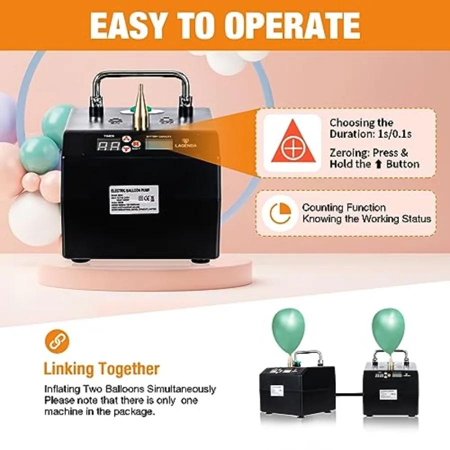 Lagenda Electric Air Balloon Pump B231 Balloon Blower Machine with Timing Function Dual Inflation Modes for Small Balloon Infla