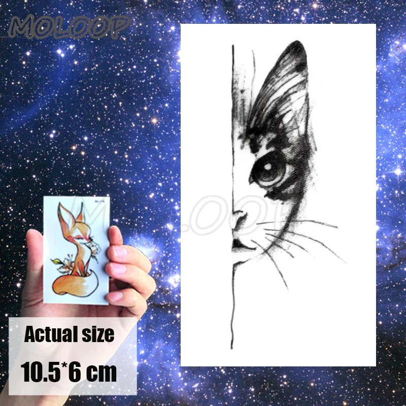 Temporary Tattoo Sticker cat pattern Element Small animal flower waterproof Fake Body Art tatoo for kid girl boy man woman