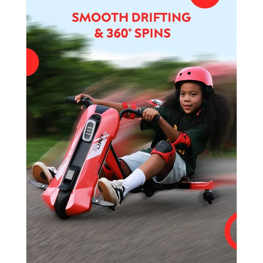 عربة الذهاب الكهربائية للأعمار من 6 إلى 12 عامًا - 24 فولت عربة الذهاب الانجراف مع قبضة تويست تدور 360 درجة للتحكم في السرعة بحد أقصى 6 ميلا في الساعة 3 أدوات قابلة للتعديل #4