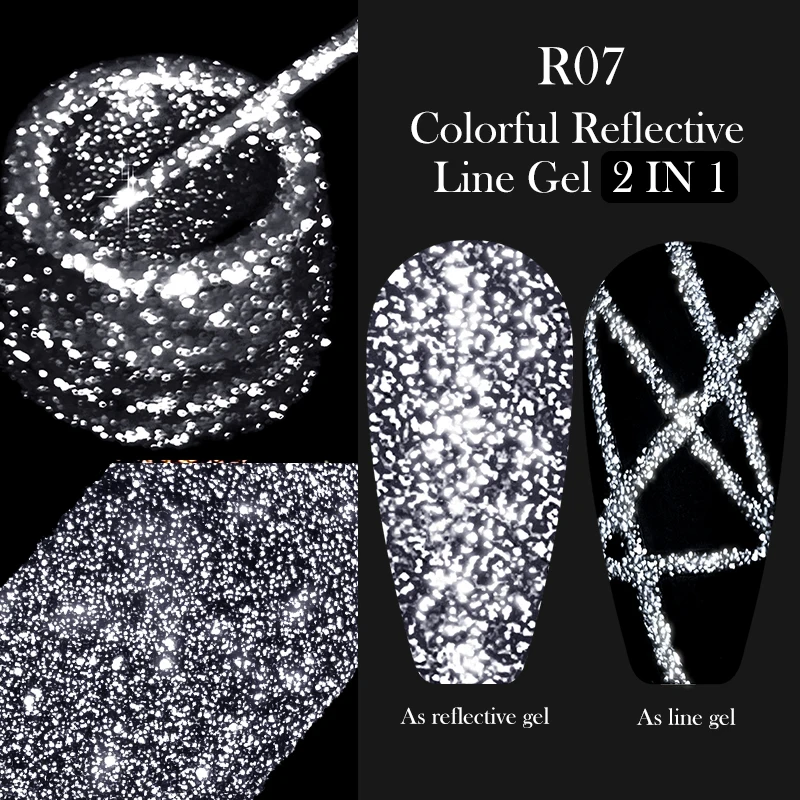 

LILYCUTE 5ML Silver Champagne Gold Reflective Liner Gel Nail Polish Bright Sparkling French Manicure Nail Painting Gel Varnish