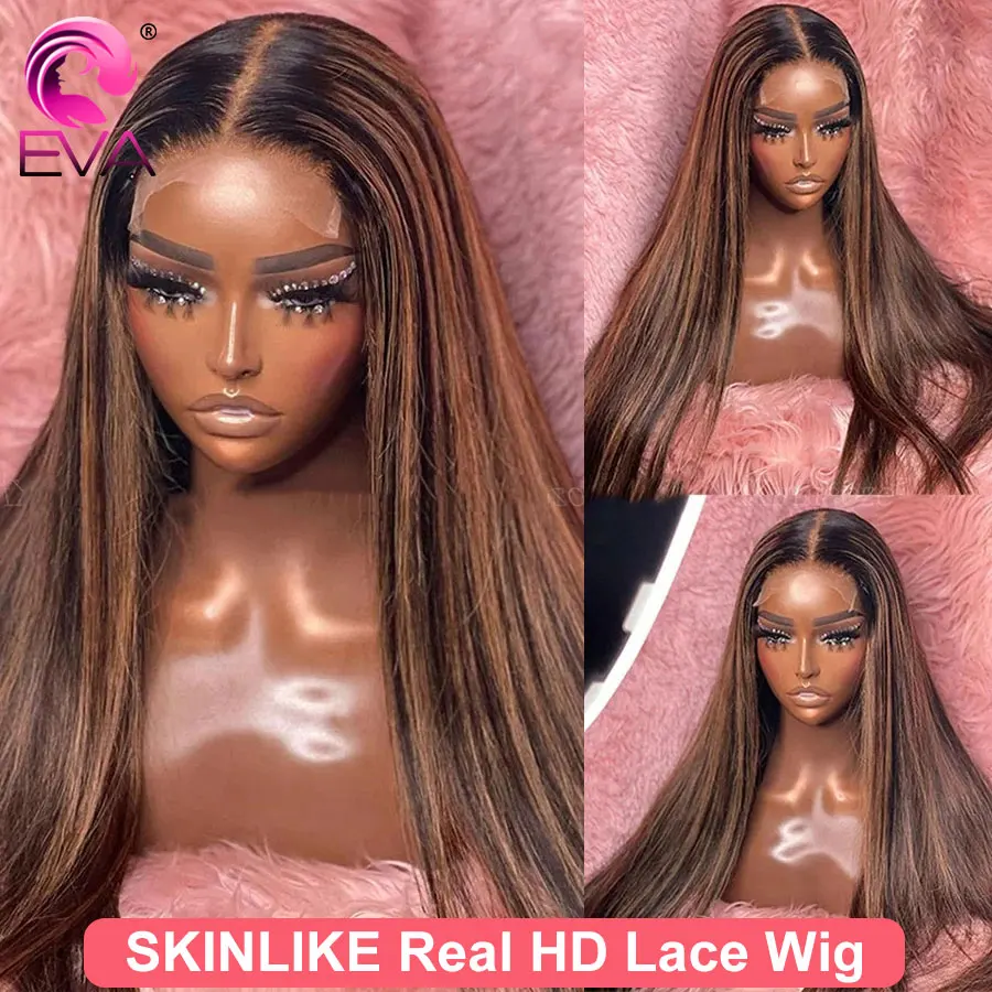 

Eva Highlights Wig Invisible Swiss HD Lace Closure Wig 5x5 Glueless Human Hair Silky Straight Wigs Pre Plucked Bye Bye Knots Wig