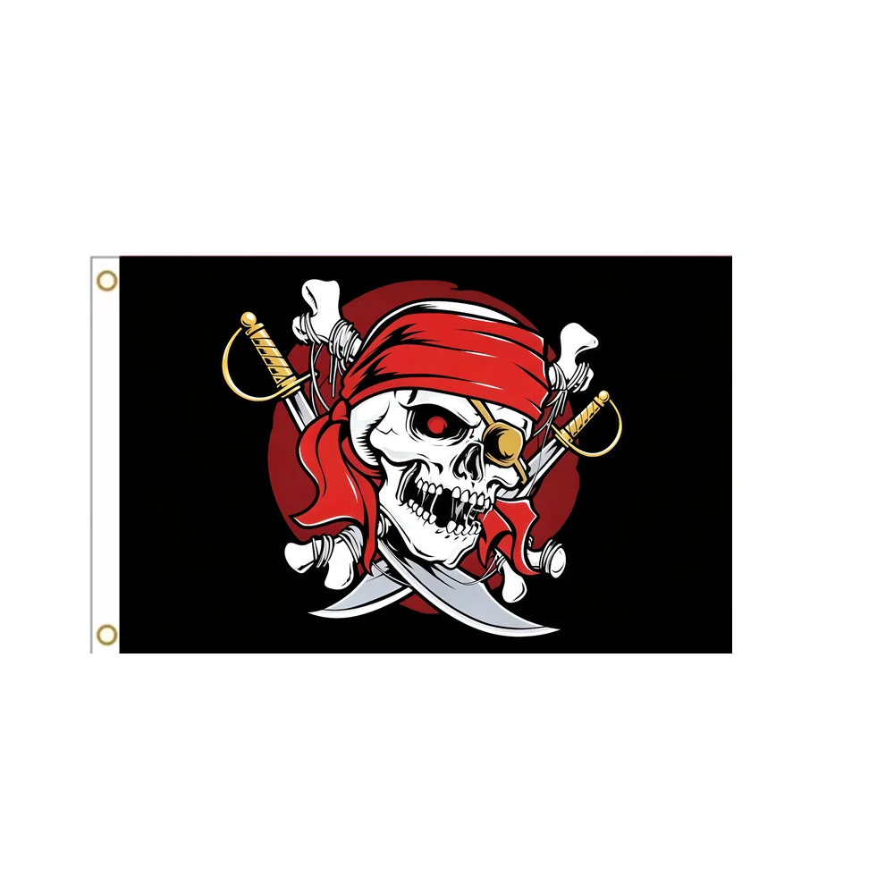 Pirate Skull Flag Caribbean Style 2x3ft 3x5ft Jolly Roger Banner for Halloween, Parties & Themed Decor