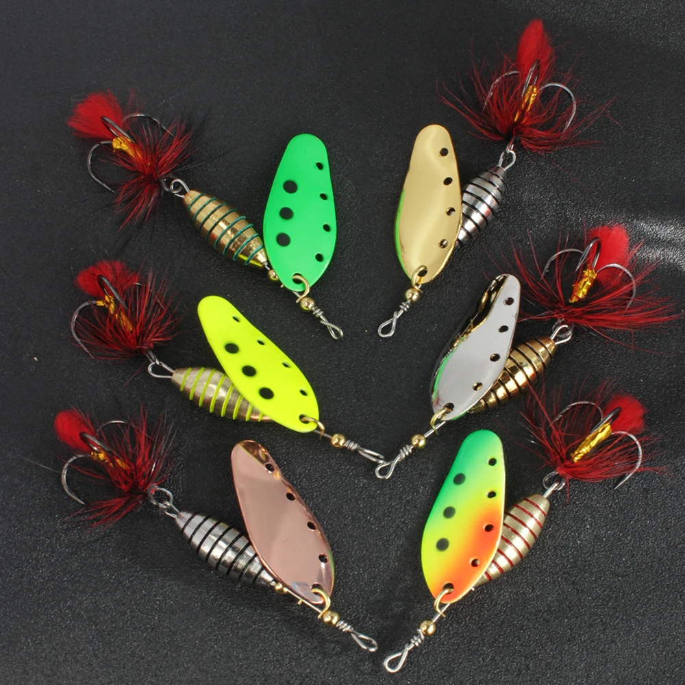 6g 12g 16g Metal Spinner Bait Fishing Lure With Treble Hook Hair Hard Artificial Bait Spinner Lure Sequin Bass Pike