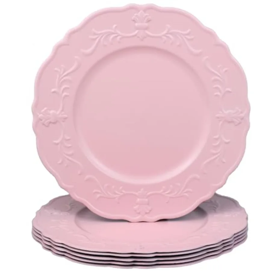

Pink Charger plates 13 Inch Set of 6 Chargers for dinner plates Serve ware Plate for Wedding Bulk Parties Christmas Holiday Tab