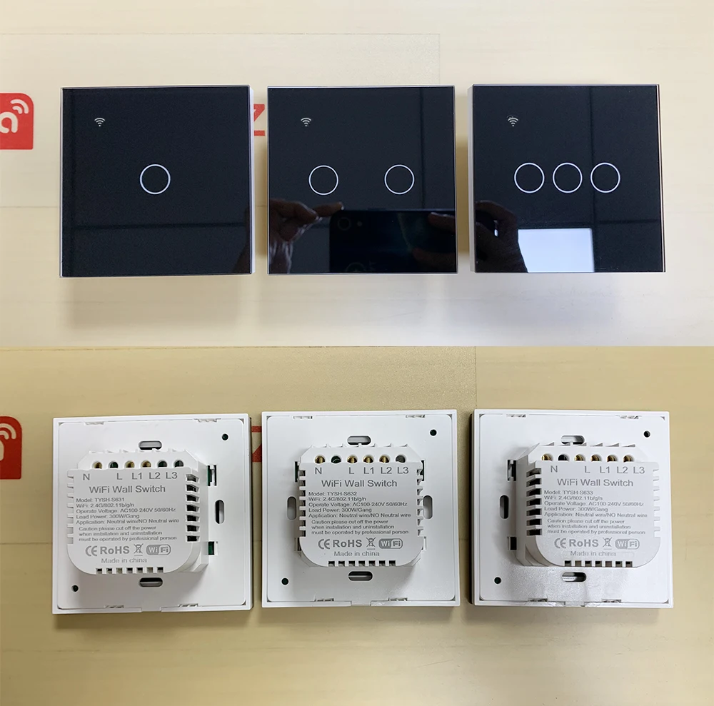 STLF 2 Gang Eu Standard Smart Wifi Wall Light Touch Switch Tuya Smart Home Switch Work With Google Alexa