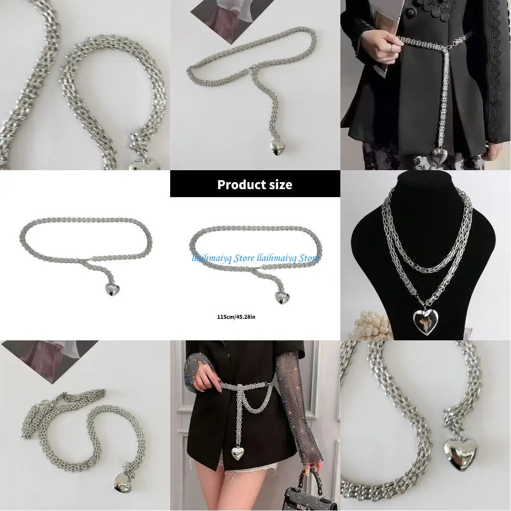 

573B Hip Hop Styles Punk Chain Belt Necklace Portable for Fashion Enthusiasts