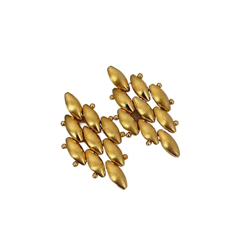 Neues Design Modeschmuck Vergoldete Metall-Geometrische Gebürstete Ohrringe – Detail 6