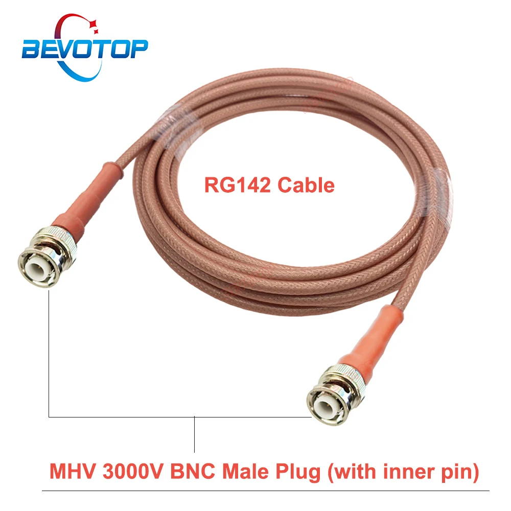 High Quality RG142 Cable MHV 3KV 3000V BNC Male to BNC Male Plug High Voltage Connector RF Coaxial Cable BEVOTOP Pigtail Adapter