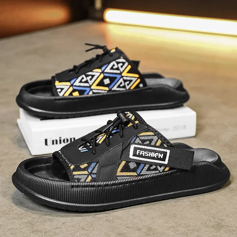 Holiday Trip Essential Men Slide Slippers Anti Slip Comfort Wear Slim Compact Shape for Long Route Outdoor Journey and Casual