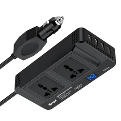 Meind 200W Car Power Inverter with Dual Universal Sockets&USB QC3.0 DC12V to AC220V Power Inverter for Car