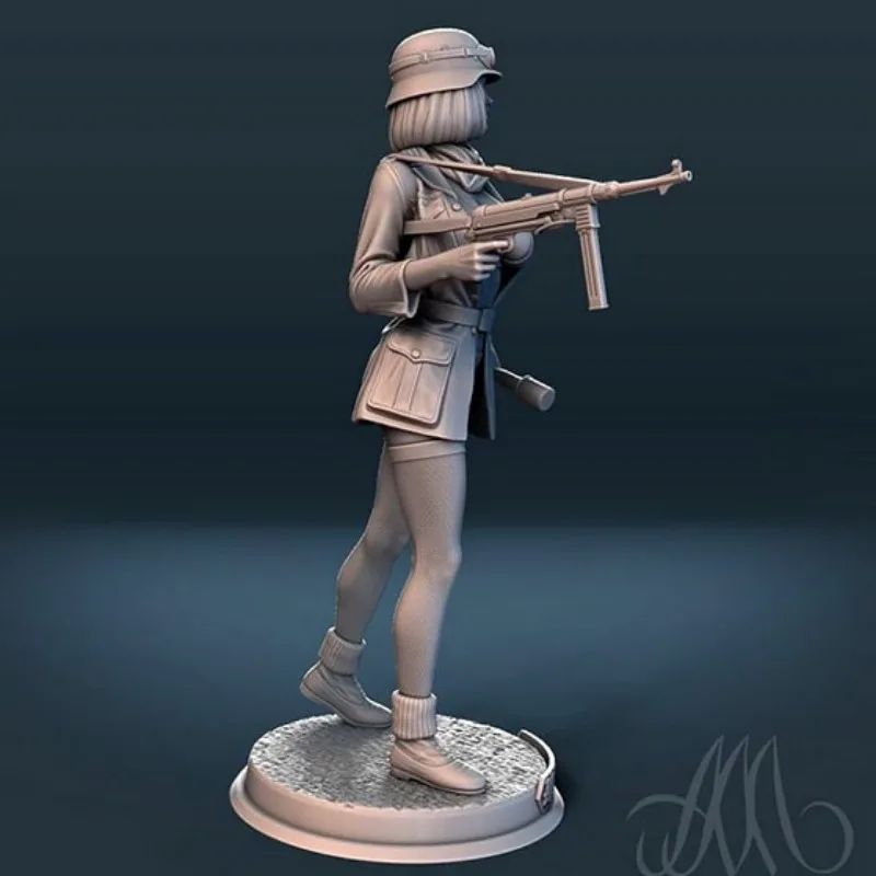 Africa Korps Girl Soldier 1/24 Scale 3D Resin Figure Model Kit History Military Miniatures Unassembled Unpainted 3D Printing