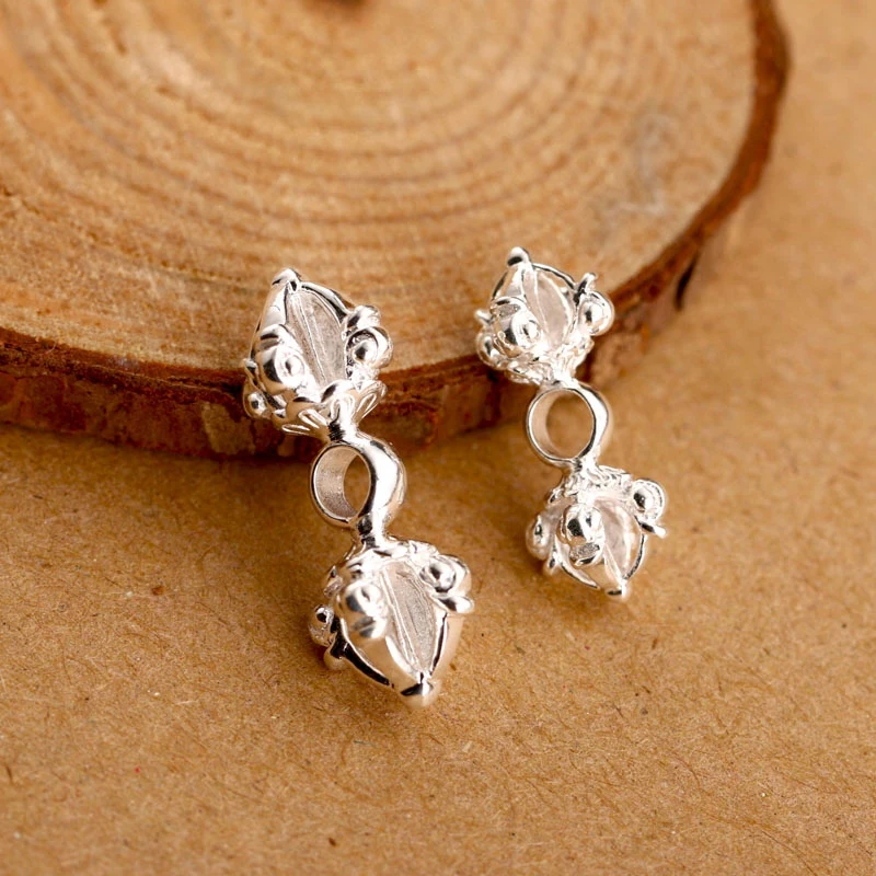 Sterling Silver Small Vajra and Charms for Handwoven Bracelets and Pendant Projects, Symbolic Jewelry for Daily Wear